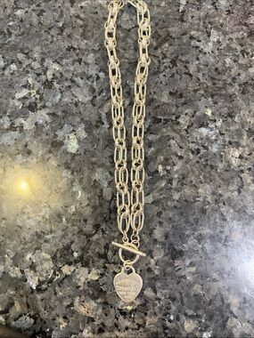 Tiffany & Co. Silver Heart Tag Toggle Necklace